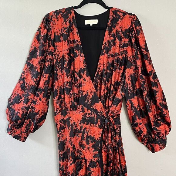 Caballero Maxi Wrap Dress Silk Blend Red/Black Plus Size 1X Holidays‎ Party - Picture 6 of 10